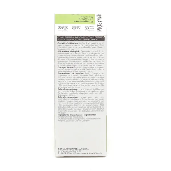 Pranarom huile essentielle Gingembre