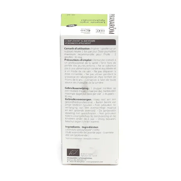 Pranarom Huile essentielle de Lavande aspic Bio