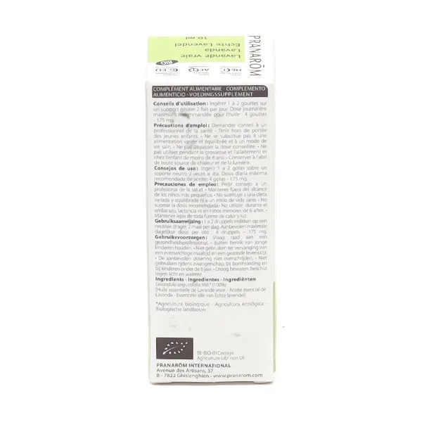 Pranarom huile essentielle de Lavande vraie bio