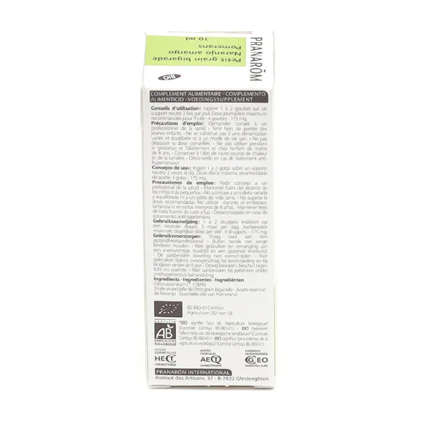 Pranarom Huile essentielle de Petit grain bigarade bio