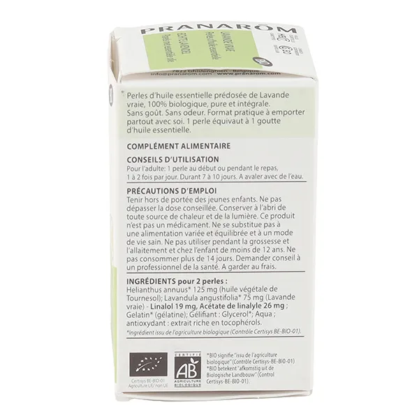 Pranarom Perles d'huile essentielle de Lavande vraie Bio capsules