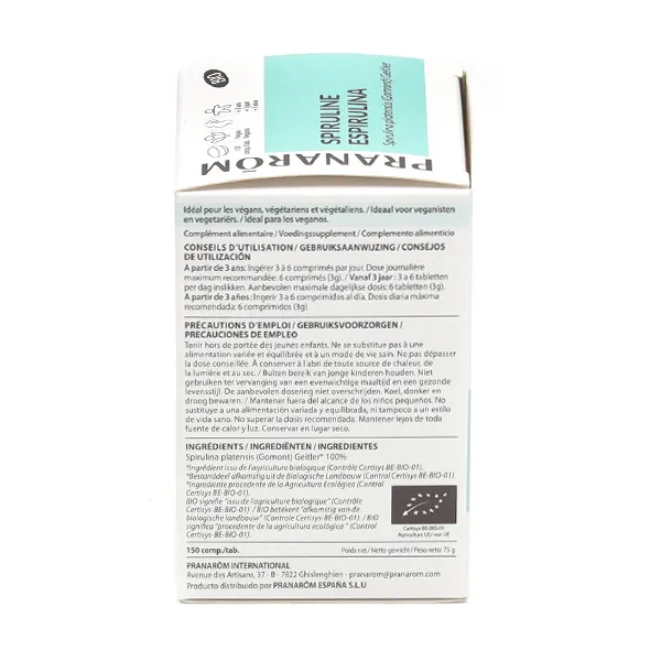 Pranarom spiruline Bio comprimés