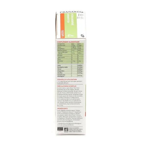 Pranarom Oléocaps 4 Système immunitaire Bio capsules