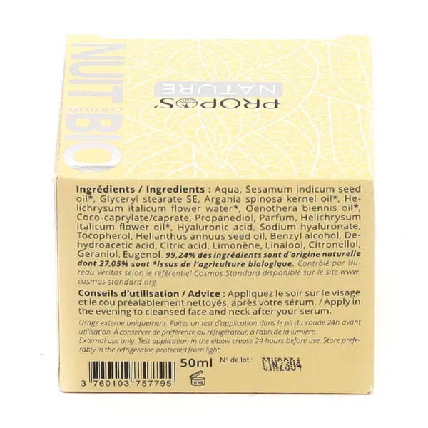 Propos Nature Pur Immortelle Crème nuit Bio