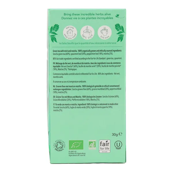 Pukka Tisane Thé vert menthe & matcha biologique sachets