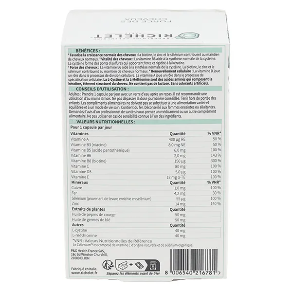 Richelet Force des cheveux capsules