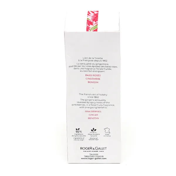 Roger et Gallet eau parfumée bienfaisante Gingembre Rouge