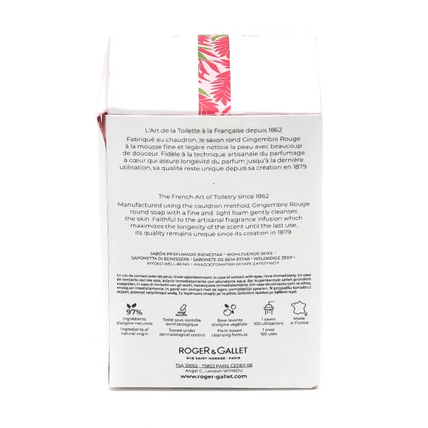 Roger et Gallet Savon bienfaisant Gingembre Rouge