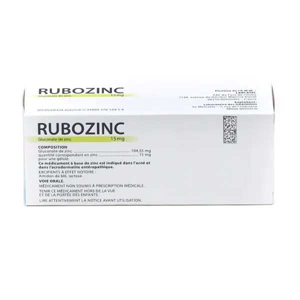 Rubozinc 15 mg gélules Acné