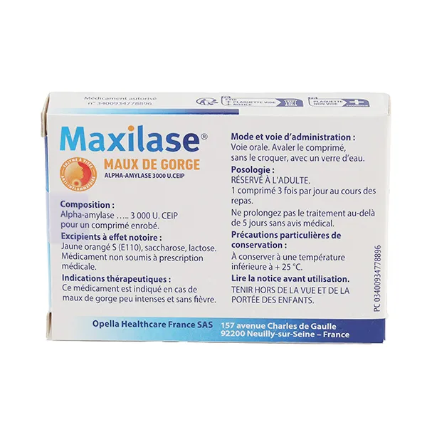 Maxilase comprimé Mal de gorge