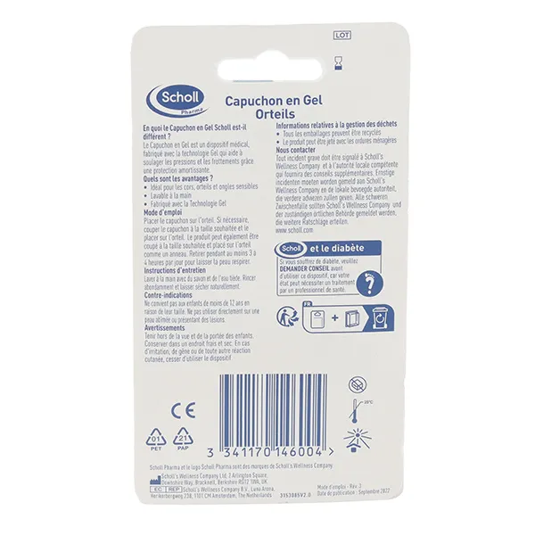 Scholl capuchon en gel Orteil