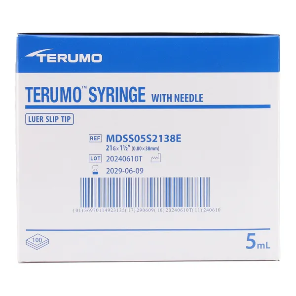 Seringue 3 pièces Terumo avec aiguille 21G par 100