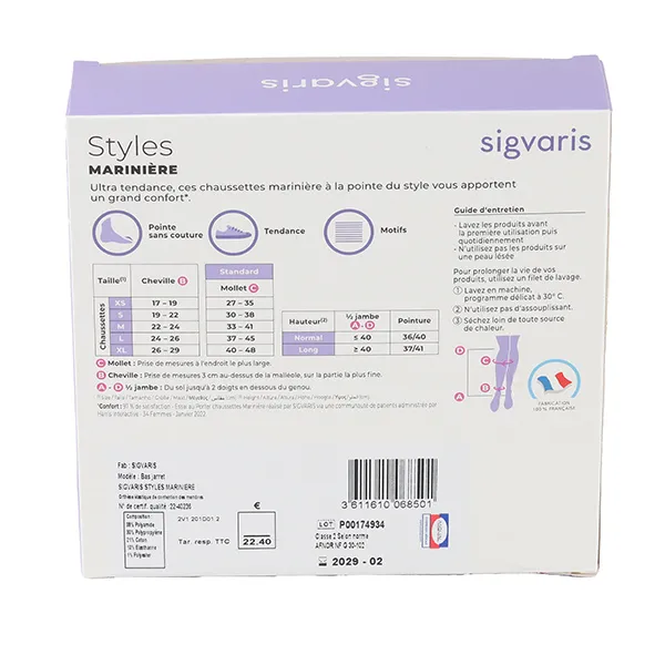 Sigvaris Styles Motifs Marinière Chaussettes de contention Femmes Classe 2