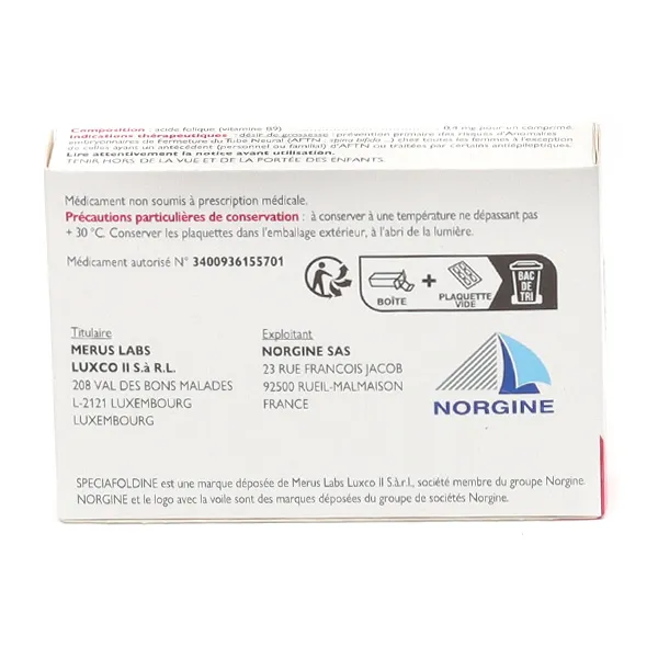 Spéciafoldine 0,4 mg comprimés