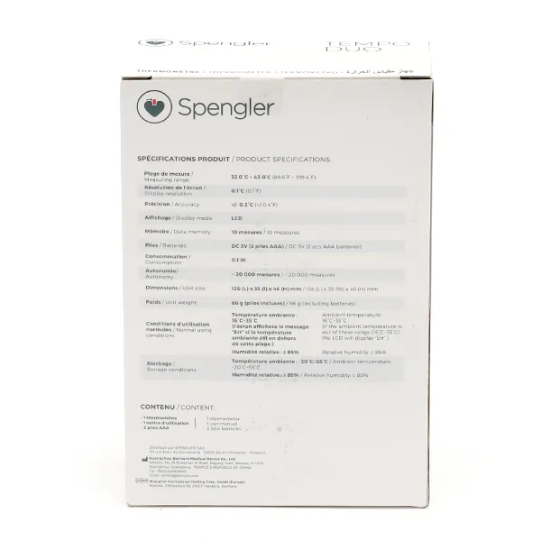 Thermomètre Spengler Tempo Duo