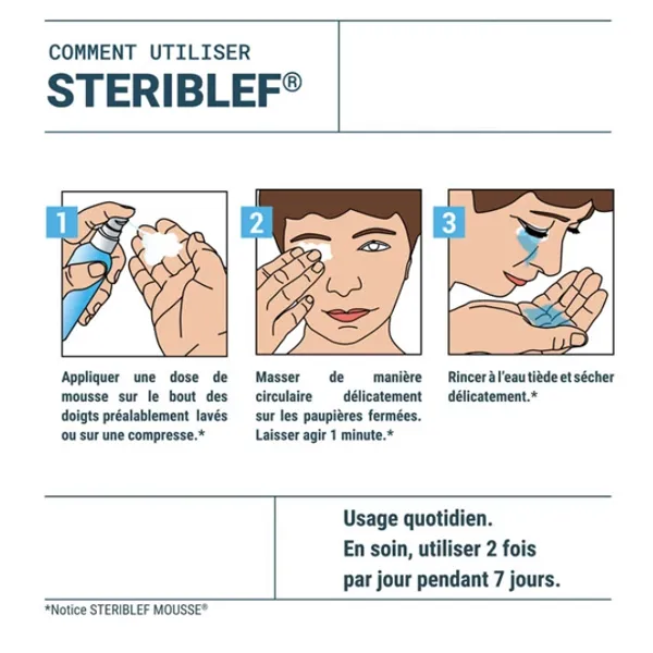 Steriblef mousse nettoyante hygiène paupières