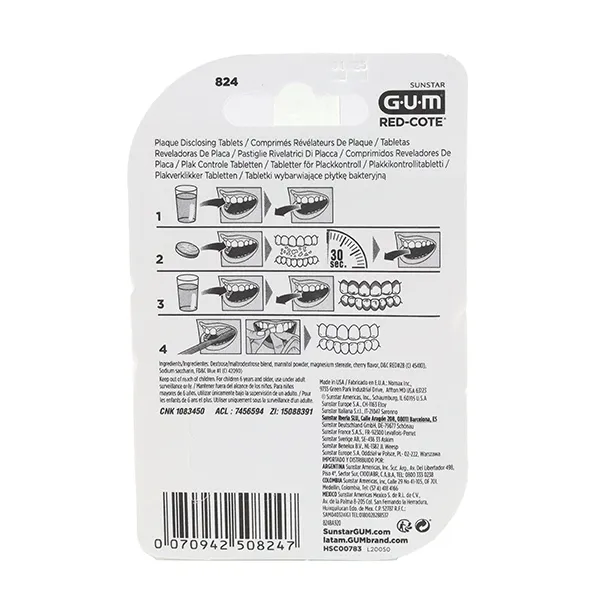 Gum Red Cote Révélateur de plaque comprimés