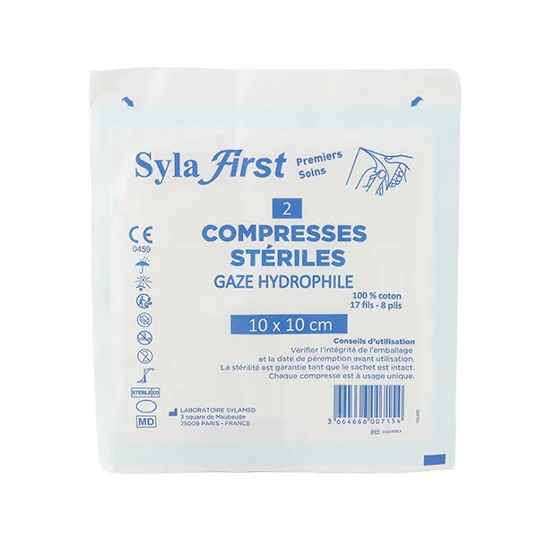 Syla First Compresses de gaze stériles 10 x 10 cm