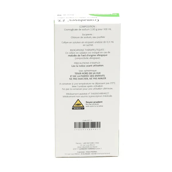Cromadoses unidose collyre antihistaminique