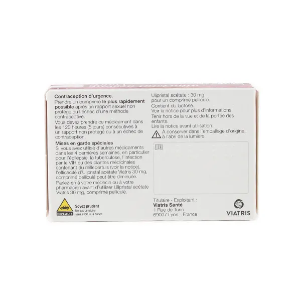 Viatris ulipristal acétate 30 mg comprimé pelliculé
