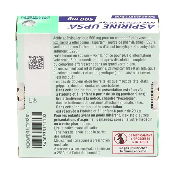 UPSA aspirine 500 mg comprimé effervescent