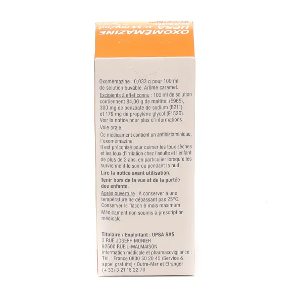 UPSA Oxomémazine sans sucre sirop