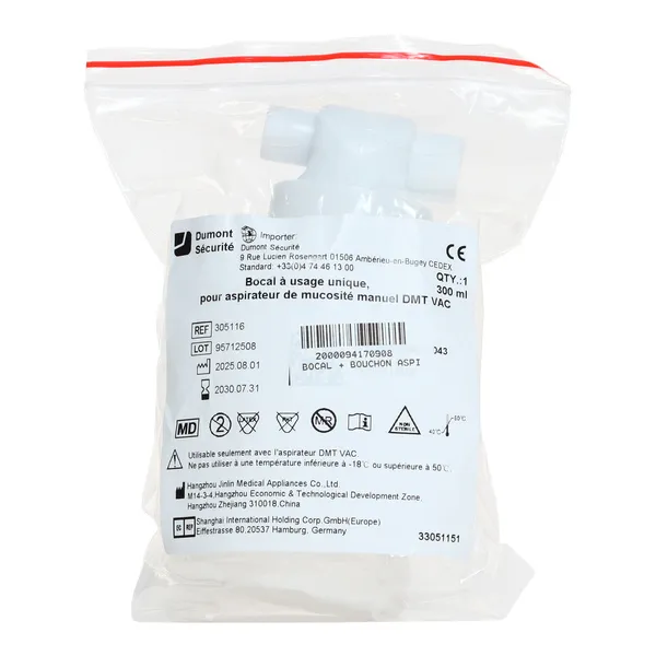Bocal pour aspirateur de mucosité manuel DMT VAC