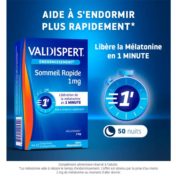 Valdispert Melatonine Sommeil rapide 1 mg comprimés