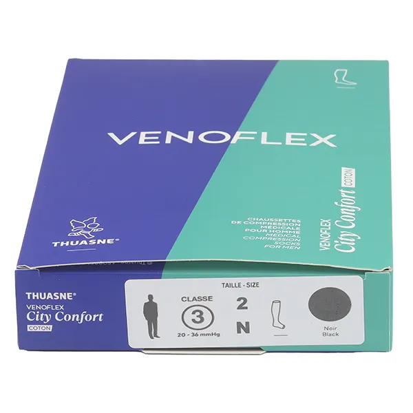 Venoflex City confort coton Chaussettes pieds ouverts homme classe 3