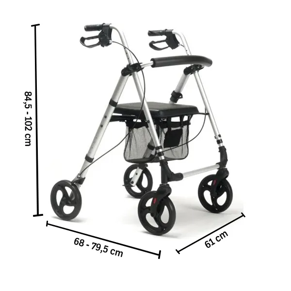 Vermeiren Déambulateur Rollator Ecoplus 4 roues avec panier
