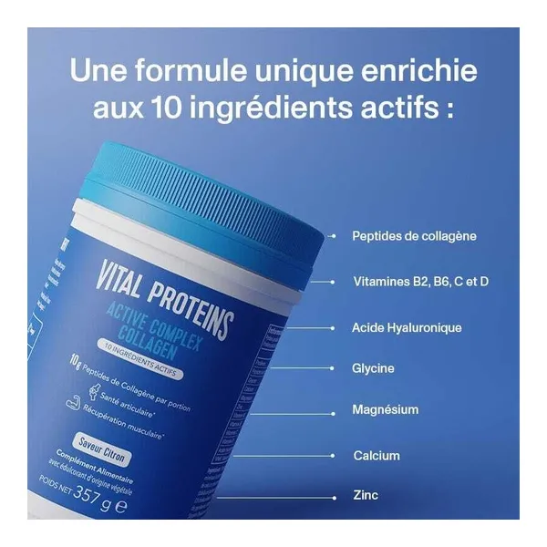 Vital Proteins Active Complex Collagen poudre saveur citron