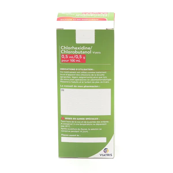 Chlorhexidine Chlorobutanol bain de bouche