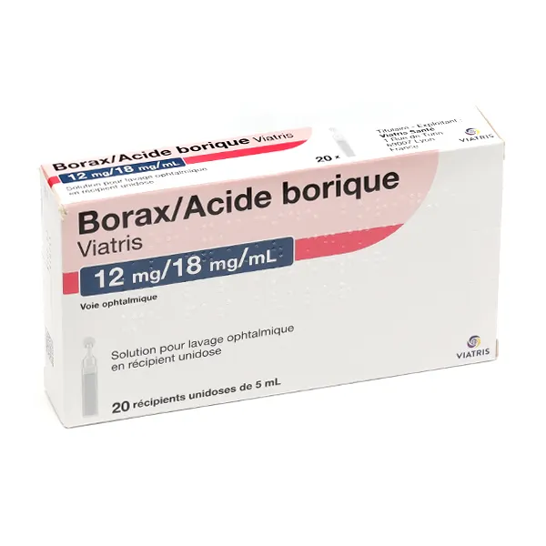Borax Acide borique Viatris unidose pour lavage ophtalmique