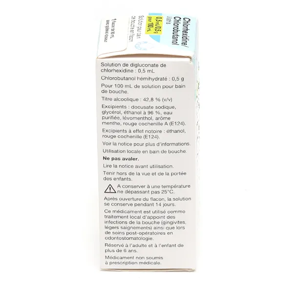 Chlorhexidine Chlorobutanol bain de bouche