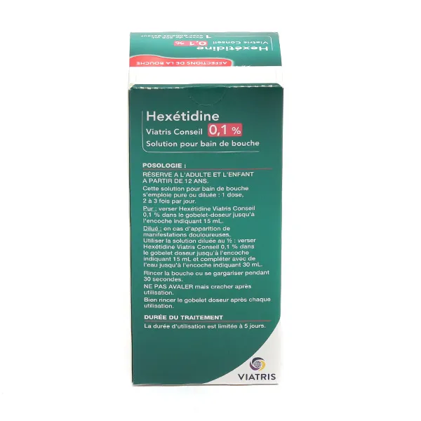 Hexétidine 0,1 % Viatris bain de bouche