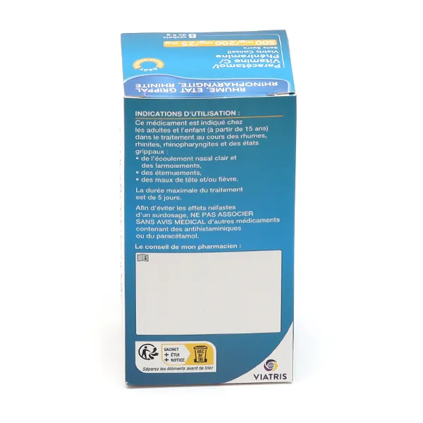 Paracétamol Vitamine C Phéniramine Viatris Adulte sans sucre sachets
