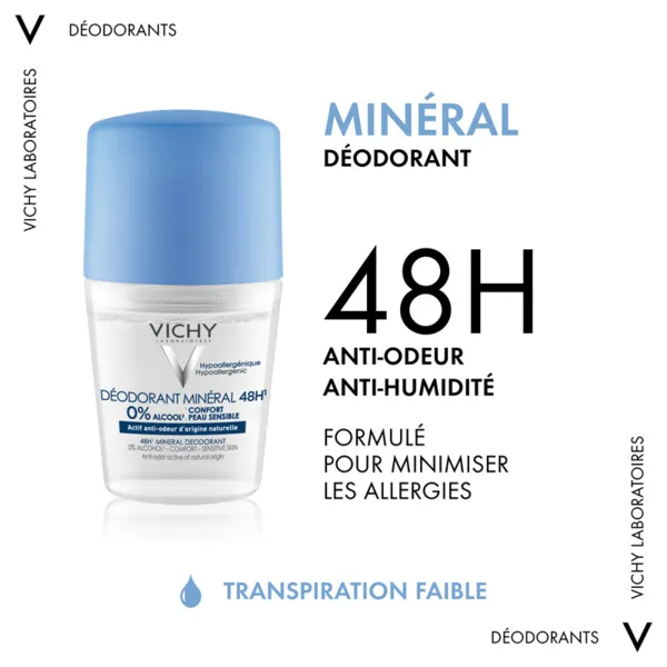 Vichy déodorant Minéral 48h roll on
