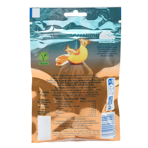 Vicks bonbons sans sucres IceTea Pêche