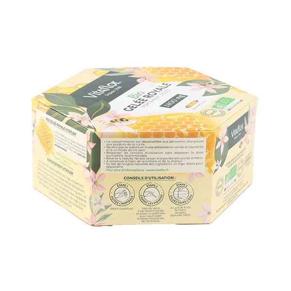 Vitaflor Gelée royale bio 1800 mg fortement dosée ampoules