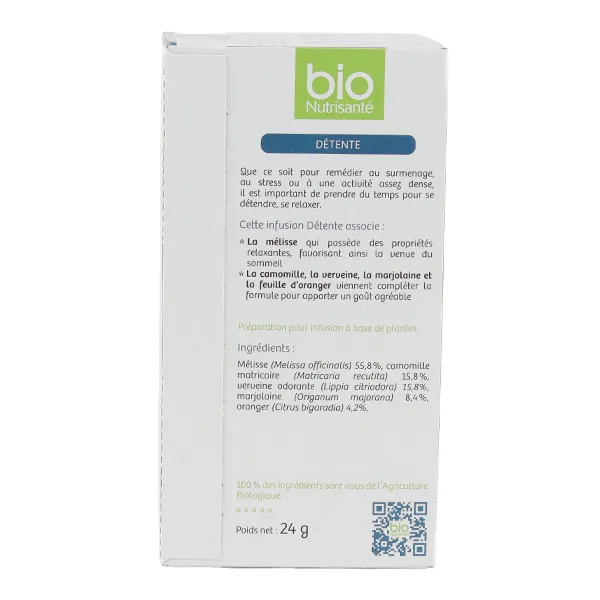 Bio Nutrisanté infusion Détente sachets
