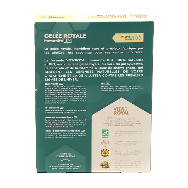Vita'Royal gelée royale Immunité Bio ampoules