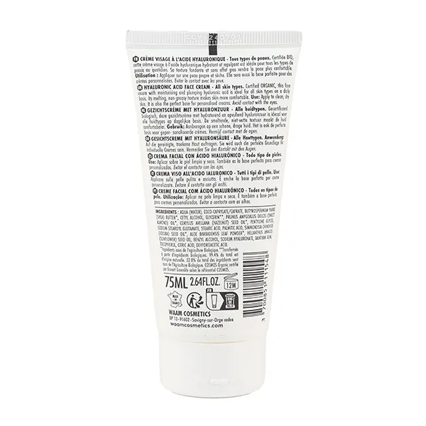 Waam Crème visage à l'acide hyaluronique Bio