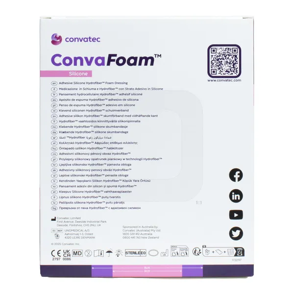 ConvaFoam carré pansement hydrocellulaire siliconé adhésif