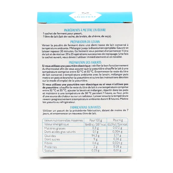 Yalacta Ferments lactiques pour yaourt Bio