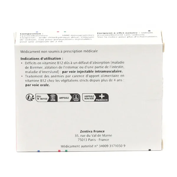 Vitamine B12 Delagrange 1000 µg/2 ml ampoules