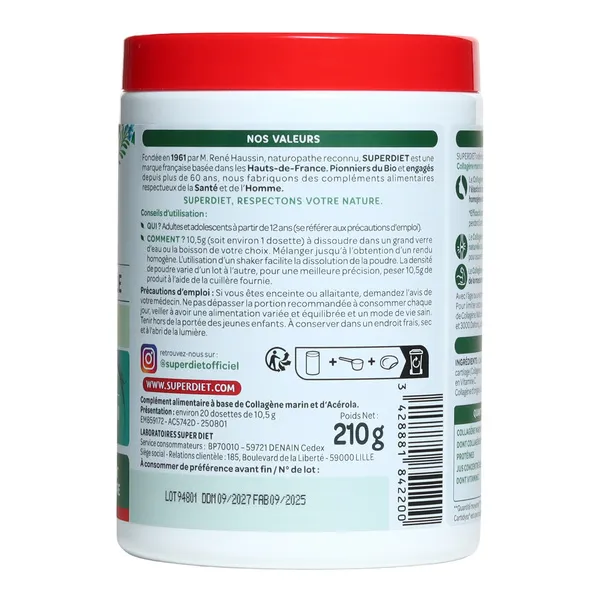 Super Diet Collagène marin 10 g + Vitamine C poudre