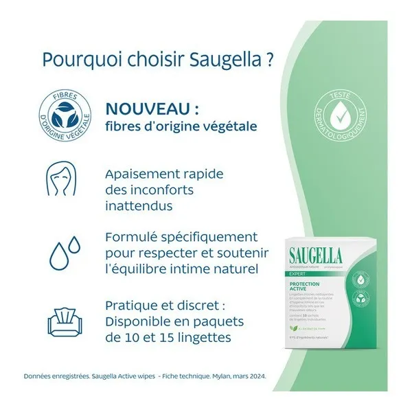 Saugella Lingettes intimes antiseptiques nettoyantes