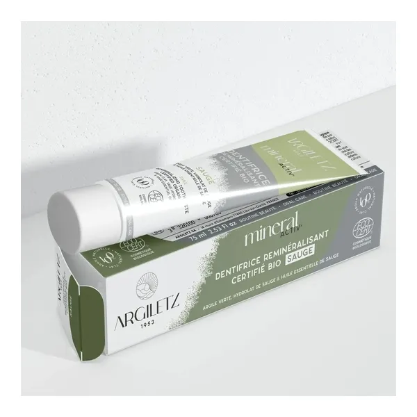 Argiletz Dentifrice reminéralisant Mineral Activ Sauge Bio