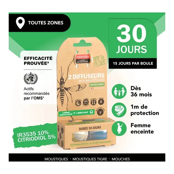 Manouka Double diffuseur anti moustique nomade