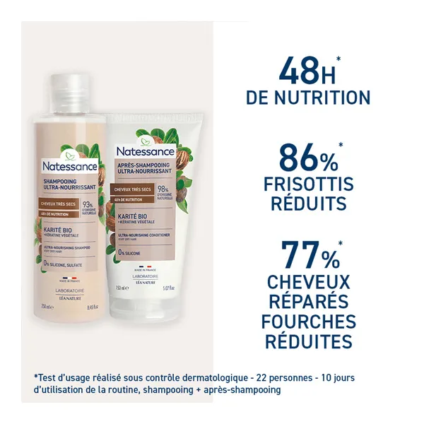 Natessance Shampooing Ultra Nourrissant Karité bio et kératine végétale